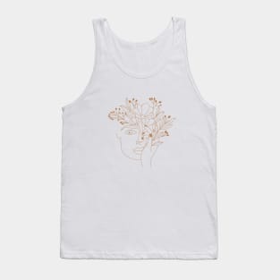 women floral face line art Tank Top